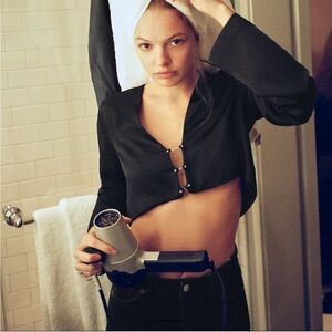 Zara pierced satin effect top